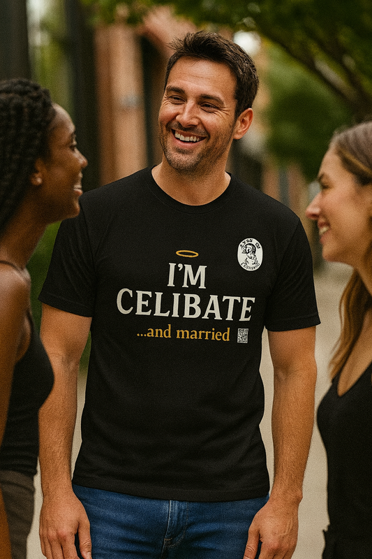 I’m Celibate and Married T-Shirt – Funny Marriage Shirt, Sarcastic Anniversary Gift, Gag Gift for Husband or Wife