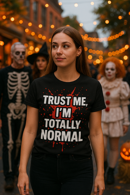 Trust Me, I’m Totally Normal – Funny Horror Splatter Graphic Tee